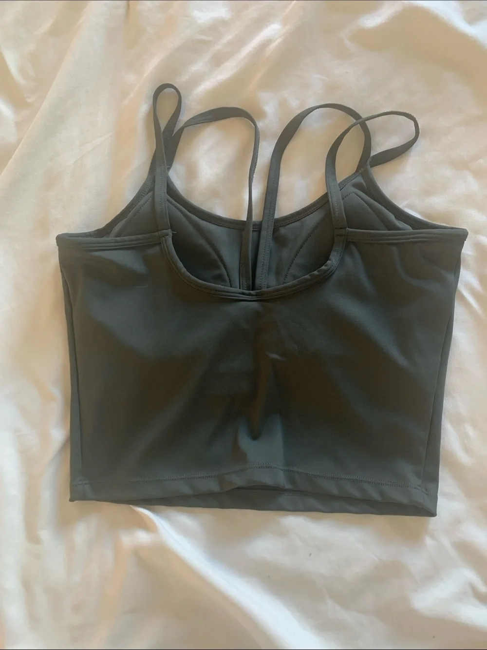 Dark forrest green cropped tank with built in bra. - Picture 2 of 3